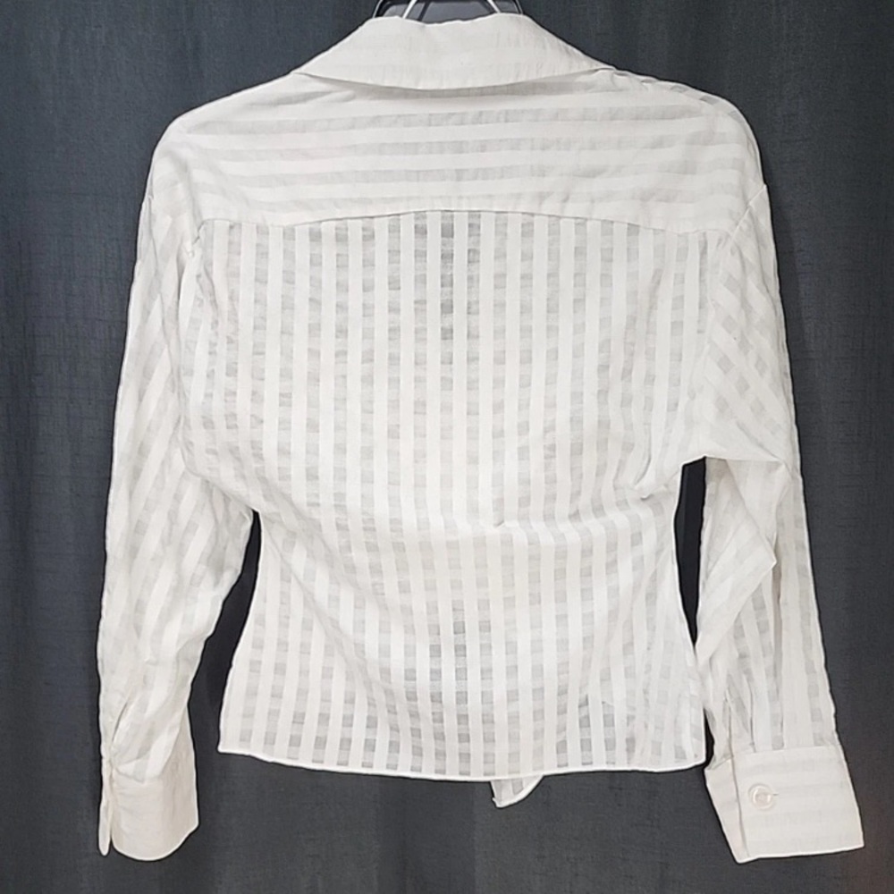 ZARA Top Blouse Long Sleeve White Ecru Cream Cotton Size Medium - Picture 5 of 13